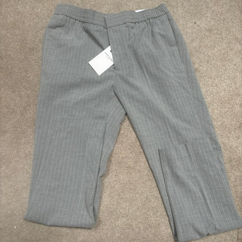 River Island Grey Stripe Slim Men Trouser Size 34-32